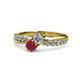 1 - Nicia Diamond and Ruby with Side Diamonds Bypass Ring 