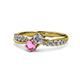 1 - Nicia Diamond and Pink Sapphire with Side Diamonds Bypass Ring 