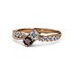 1 - Nicia Diamond and Red Garnet with Side Diamonds Bypass Ring 