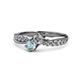 1 - Nicia Diamond and Aquamarine with Side Diamonds Bypass Ring 