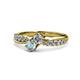 1 - Nicia Diamond and Aquamarine with Side Diamonds Bypass Ring 