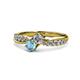 1 - Nicia Diamond and Blue Topaz with Side Diamonds Bypass Ring 
