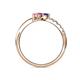 6 - Nicia Blue and Pink Sapphire with Side Diamonds Bypass Ring 