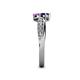 5 - Nicia Blue Sapphire and Amethyst with Side Diamonds Bypass Ring 