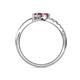 6 - Nicia Pink Sapphire and Rhodolite Garnet with Side Diamonds Bypass Ring 