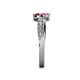 5 - Nicia Pink Sapphire and Red Garnet with Side Diamonds Bypass Ring 