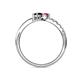 6 - Nicia Pink Sapphire and Red Garnet with Side Diamonds Bypass Ring 