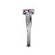 5 - Nicia Pink Sapphire and Amethyst with Side Diamonds Bypass Ring 