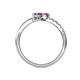 6 - Nicia Pink Sapphire and Amethyst with Side Diamonds Bypass Ring 