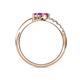 6 - Nicia Pink Sapphire and Amethyst with Side Diamonds Bypass Ring 