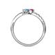 6 - Nicia Pink Sapphire and Blue Topaz with Side Diamonds Bypass Ring 