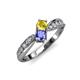 4 - Nicia Yellow Sapphire and Tanzanite with Side Diamonds Bypass Ring 
