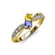 4 - Nicia Yellow Sapphire and Tanzanite with Side Diamonds Bypass Ring 