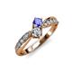 4 - Nicia Tanzanite and Diamond with Side Diamonds Bypass Ring 