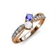 4 - Nicia Tanzanite and White Sapphire with Side Diamonds Bypass Ring 