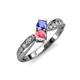 4 - Nicia Tanzanite and Pink Tourmaline with Side Diamonds Bypass Ring 