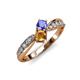 4 - Nicia Tanzanite and Citrine with Side Diamonds Bypass Ring 