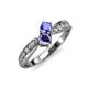 4 - Nicia Tanzanite and Iolite with Side Diamonds Bypass Ring 