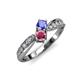 4 - Nicia Tanzanite and Rhodolite Garnet with Side Diamonds Bypass Ring 