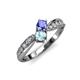 4 - Nicia Tanzanite and Aquamarine with Side Diamonds Bypass Ring 
