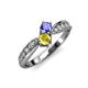4 - Nicia Tanzanite and Yellow Sapphire with Side Diamonds Bypass Ring 
