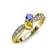 4 - Nicia Tanzanite and Yellow Sapphire with Side Diamonds Bypass Ring 