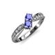 4 - Nicia Tanzanite with Side Diamonds Bypass Ring 