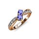 4 - Nicia Tanzanite with Side Diamonds Bypass Ring 