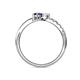 6 - Nicia White and Blue Sapphire with Side Diamonds Bypass Ring 