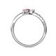 6 - Nicia White and Pink Sapphire with Side Diamonds Bypass Ring 