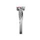 5 - Nicia White Sapphire and Pink Tourmaline with Side Diamonds Bypass Ring 