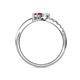 6 - Nicia White Sapphire and Rhodolite Garnet with Side Diamonds Bypass Ring 
