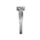 5 - Nicia White Sapphire and Amethyst with Side Diamonds Bypass Ring 