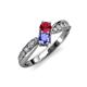 4 - Nicia Ruby and Tanzanite with Side Diamonds Bypass Ring 