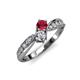 4 - Nicia Ruby and Diamond with Side Diamonds Bypass Ring 