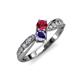 4 - Nicia Ruby and Iolite with Side Diamonds Bypass Ring 