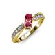 4 - Nicia Ruby and Rhodolite Garnet with Side Diamonds Bypass Ring 