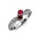 4 - Nicia Ruby and Red Garnet with Side Diamonds Bypass Ring 