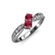4 - Nicia Ruby with Side Diamonds Bypass Ring 