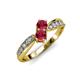 4 - Nicia Ruby with Side Diamonds Bypass Ring 