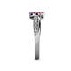 5 - Nicia Pink Tourmaline and Amethyst with Side Diamonds Bypass Ring 