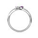 6 - Nicia Amethyst and White Sapphire with Side Diamonds Bypass Ring 