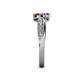 5 - Nicia Amethyst and Red Garnet with Side Diamonds Bypass Ring 