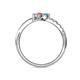 6 - Nicia Blue Topaz and Pink Tourmaline with Side Diamonds Bypass Ring 
