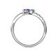6 - Nicia Blue Topaz and Amethyst with Side Diamonds Bypass Ring 