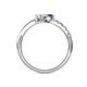 6 - Nicia Iolite and White Sapphire with Side Diamonds Bypass Ring 