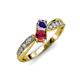4 - Nicia Iolite and Ruby with Side Diamonds Bypass Ring 