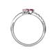 6 - Nicia Rhodolite Garnet and Pink Sapphire with Side Diamonds Bypass Ring 