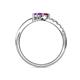 6 - Nicia Rhodolite Garnet and Amethyst with Side Diamonds Bypass Ring 