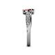 5 - Nicia Red Garnet and Pink Tourmaline with Side Diamonds Bypass Ring 